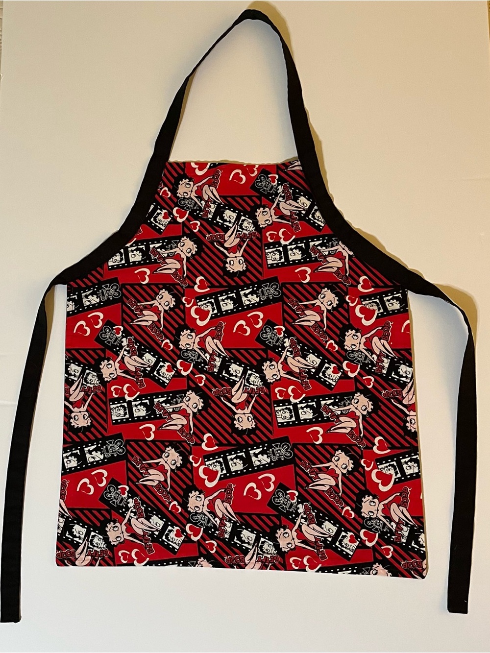 Graphic Red Kids' Kitchen Apron with Black Ties